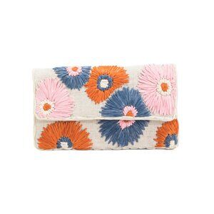 LA CHIC DESIGNS natural Multi Floral Beach Clutch